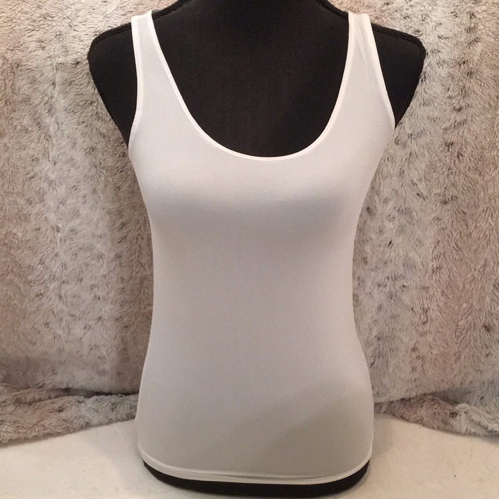Bright White Fitted Sleeveless Tank Top